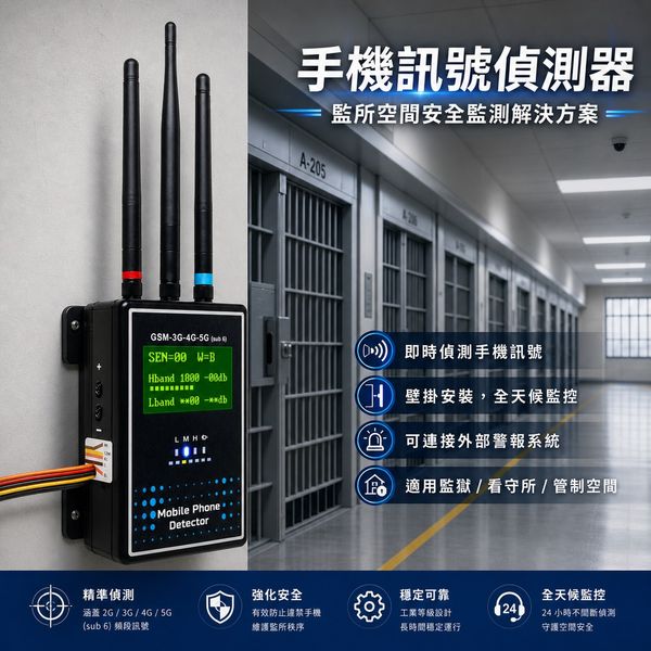 專業用-壁掛式2G-3G-4G-5G手機信號偵測器/ 屏幕型(液晶顯示型)手機探測器/ 軍方單位-看守所-監獄-公司會議-學校考試- 防洩密-高端技術工廠 手機訊號偵測器 / 手機訊號探測儀 / 待機註冊訊號偵測 / 檢測GSM-3G-4G-5G音頻監控 / 檢測3G-4G-5G視頻監控